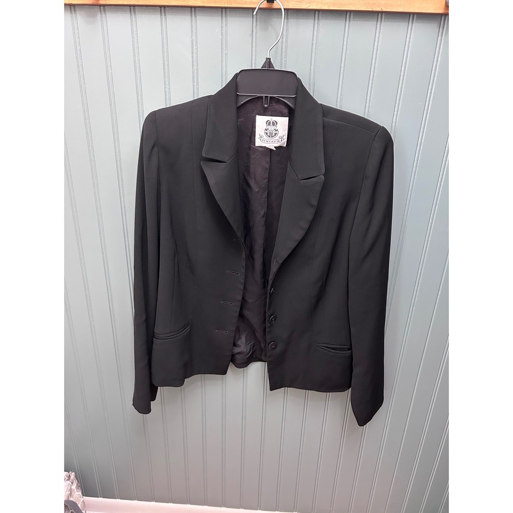 Renfrew Womens Black Tailored‎ 4-Button Blazer Jacket Size 6 Made in USA Ribbed